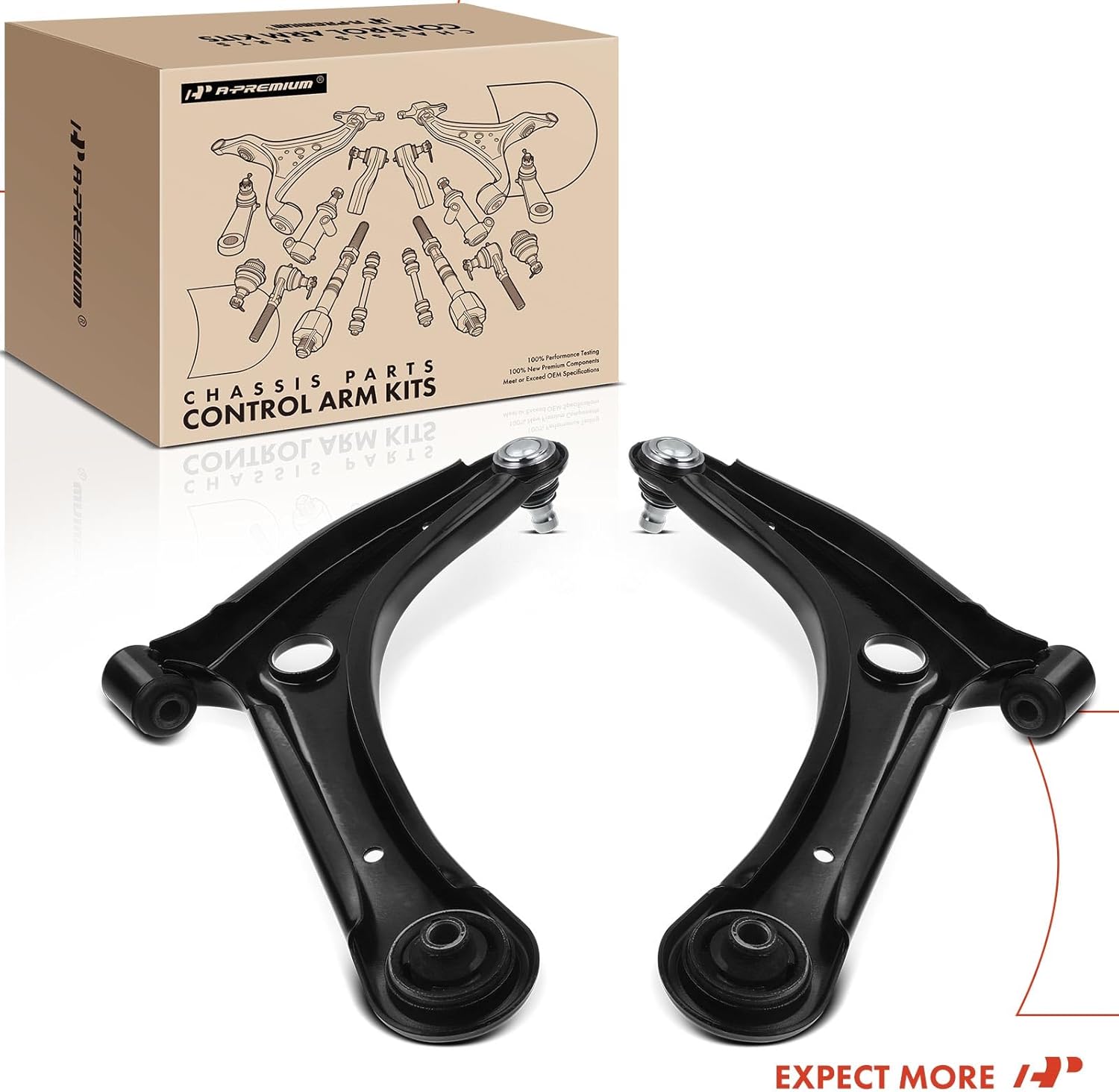 A-Premium 2 x Front Lower Control Arm with Ball Joint & Bushing, Compatible with Dodge Caliber 2007-2012 & Jeep Compass 2007-2017, Patriot 2007-2017