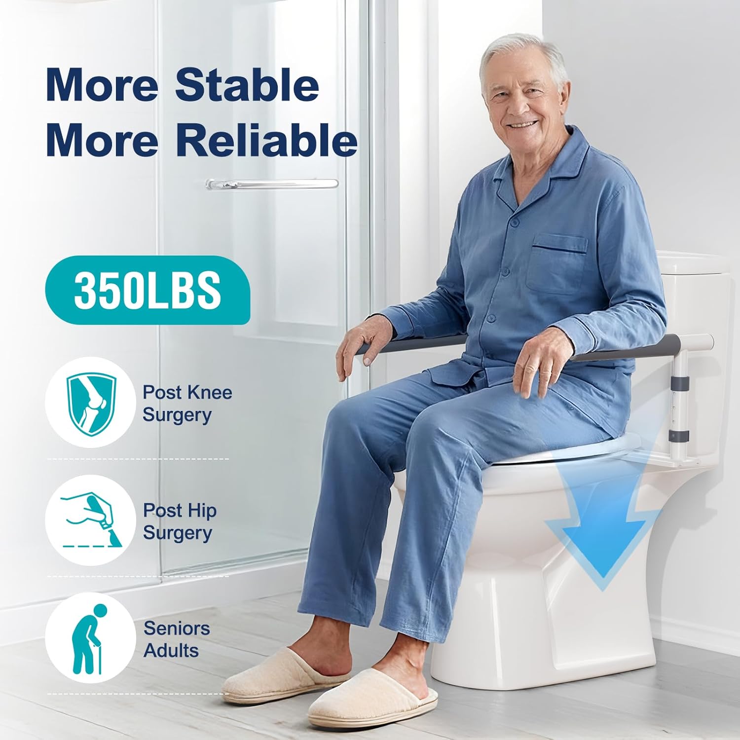 toilet safety rails for seniors, height adjustable toilet safety frame grab bars, 500lb toilet support rails easy installation & no wobble, toilet assistance handles for elderly and disabled
