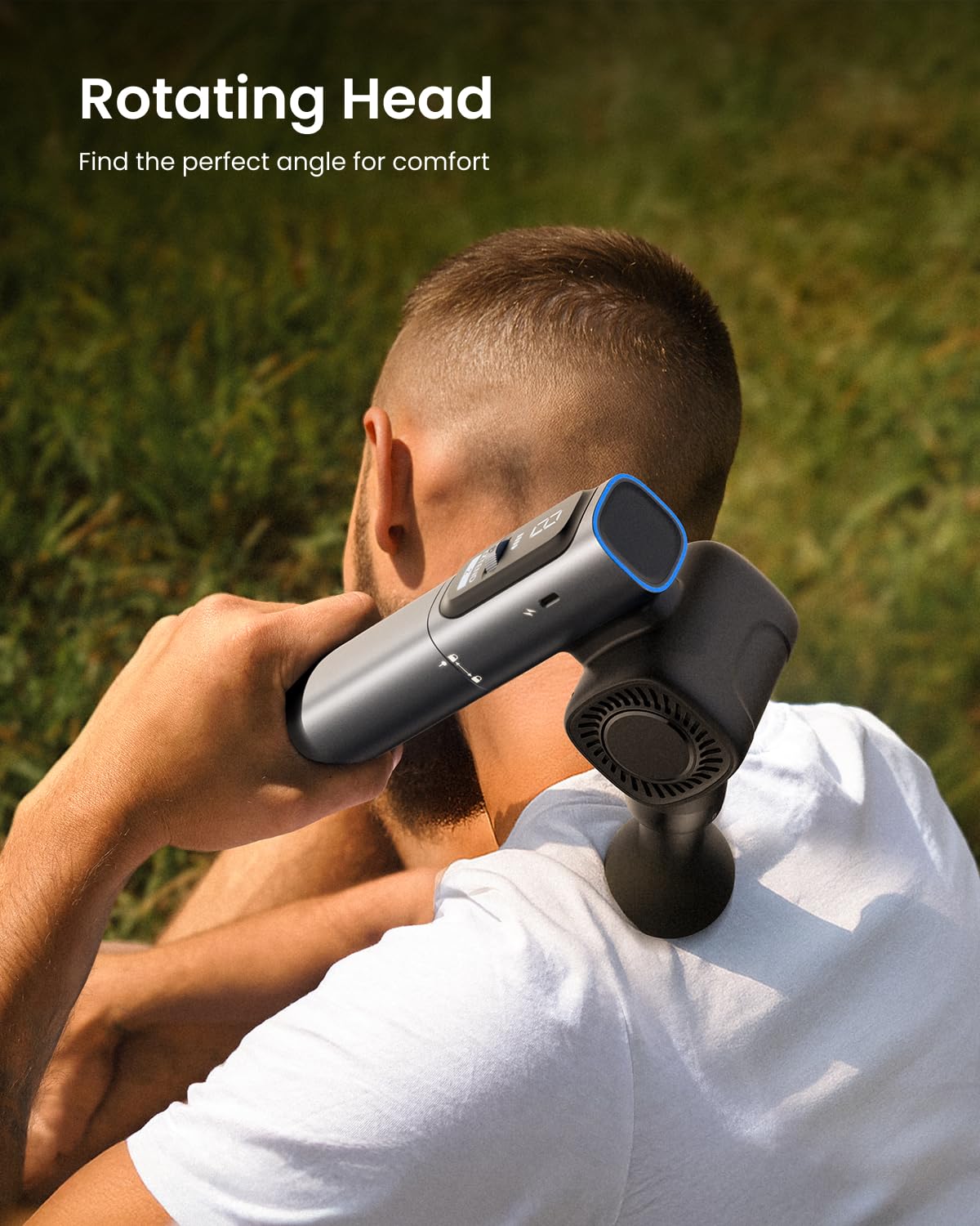 RENPHO Massage Gun with Adjustable Angles and Extension Handle, FSA HSA Eligible, Handheld Percussion Muscle Massager Deep Tissue with Portable Carry Case for Men Women, Extend 2: Blue