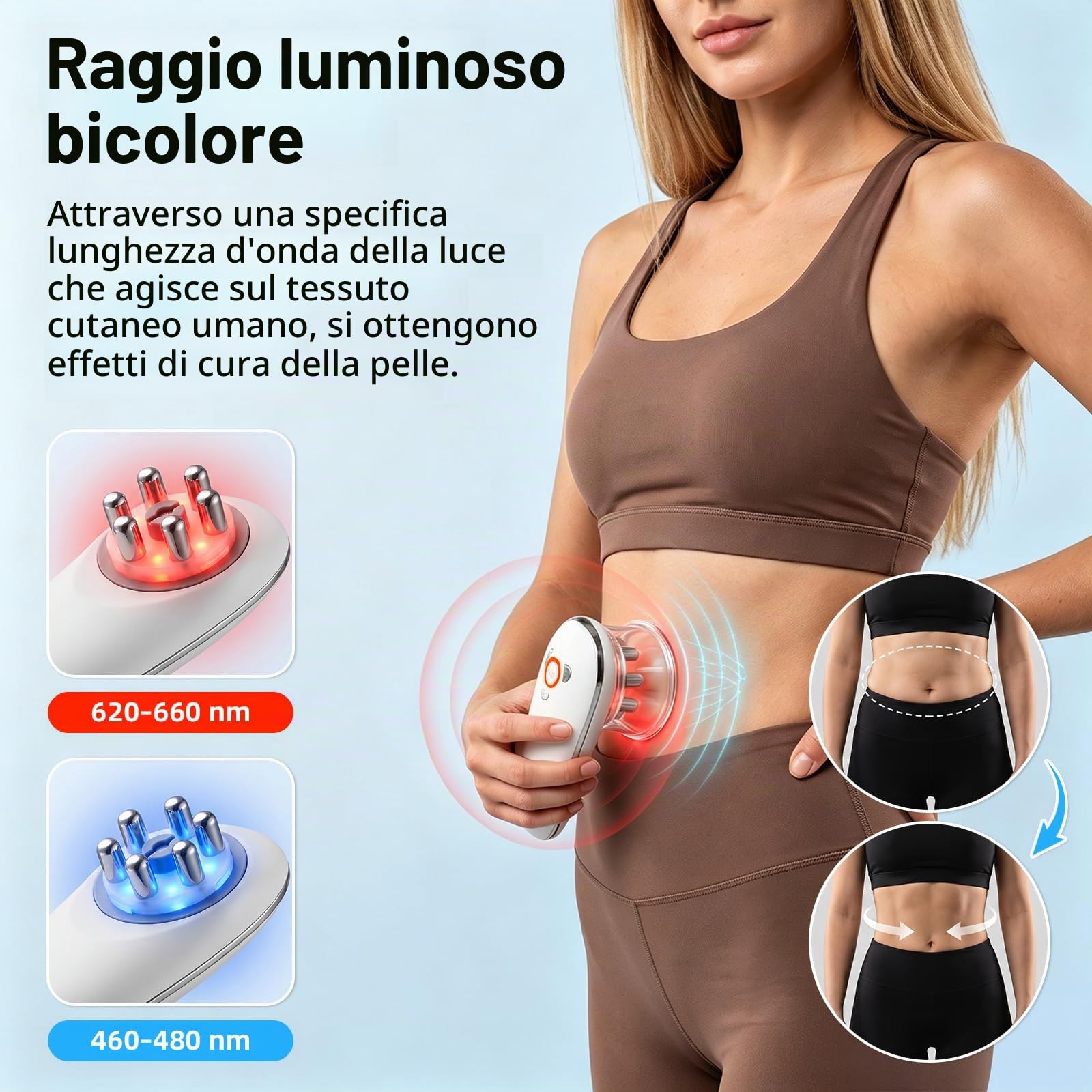Dispositivo elettrico per cupping 4 in 1 con EMS e 3 modi di illuminazione LED, massaggio cellulite con 3 livelli di aspirazione e 2 testine per cupping, massaggio del corpo per viso, addome, gambe