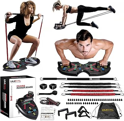 Ultimate Push Up board, Portable at Home Gym, Strength Training equipment for Men, Home Workout Equipment with 15 Gym Acce...