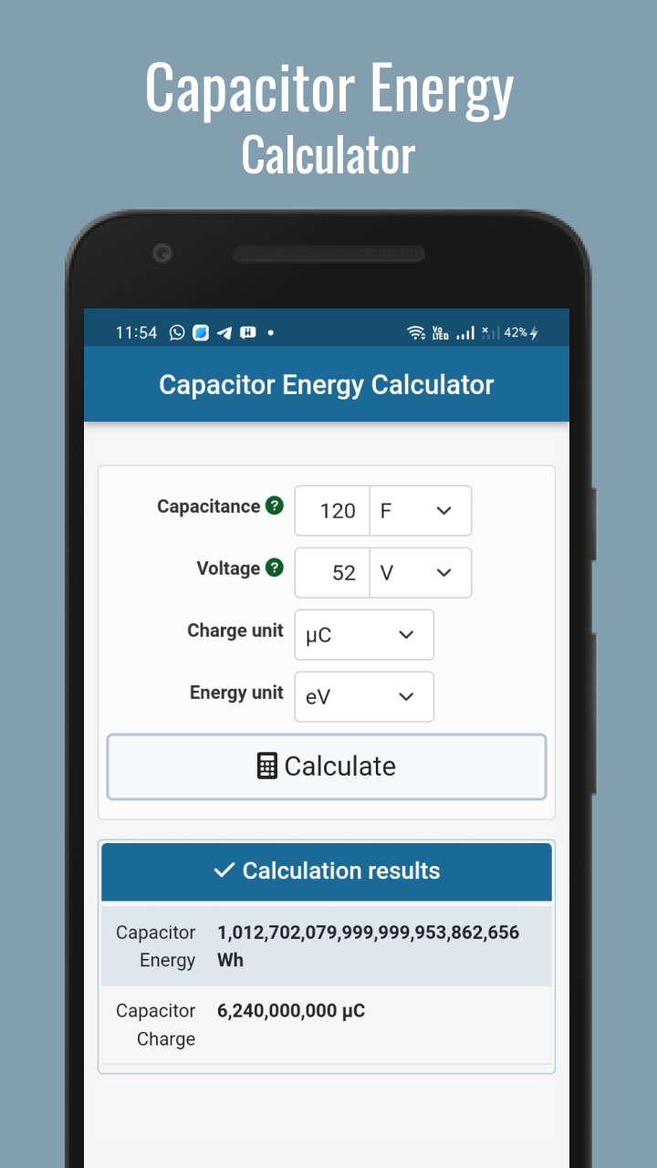 Capacitor Energy Calculator App on Amazon Appstore
