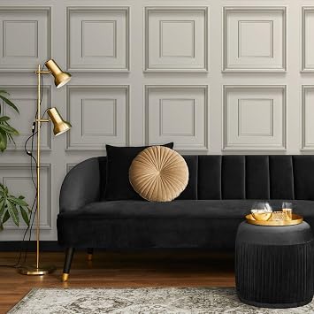 SOPHIE LAURENCE Cream Panel Effect Wallpaper Metallic Realistic 3D Wooden Panelling Effect Wallpaper - Paste The Paper for Living Room Bedroom Feature Wall