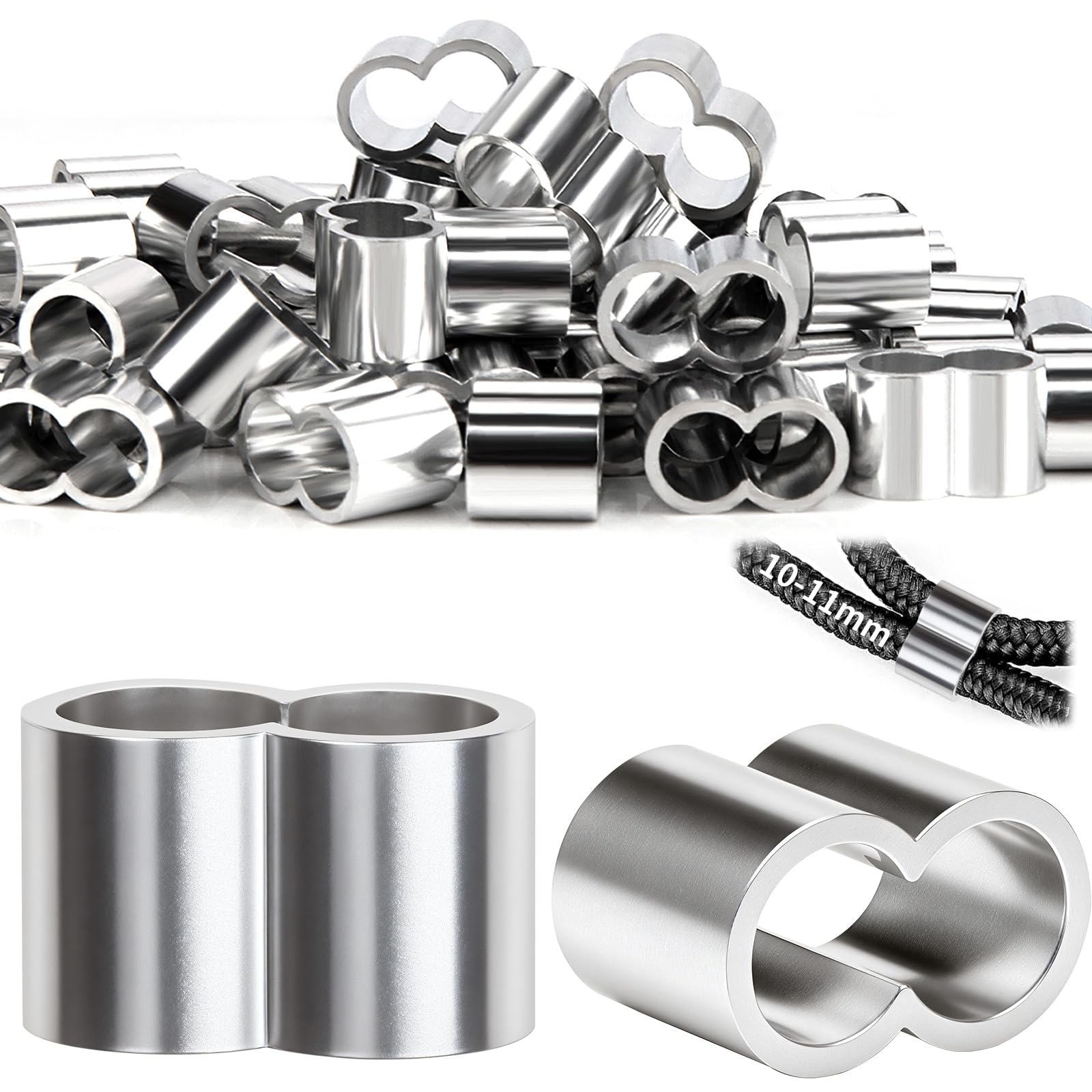 Morsetti Per Fune Metallica M8 DIN 741 - Confezione Da 10 Pezzi Per Cavi &Oslash; 10mm | Acciaio Zincato Con Chiave Inclusa