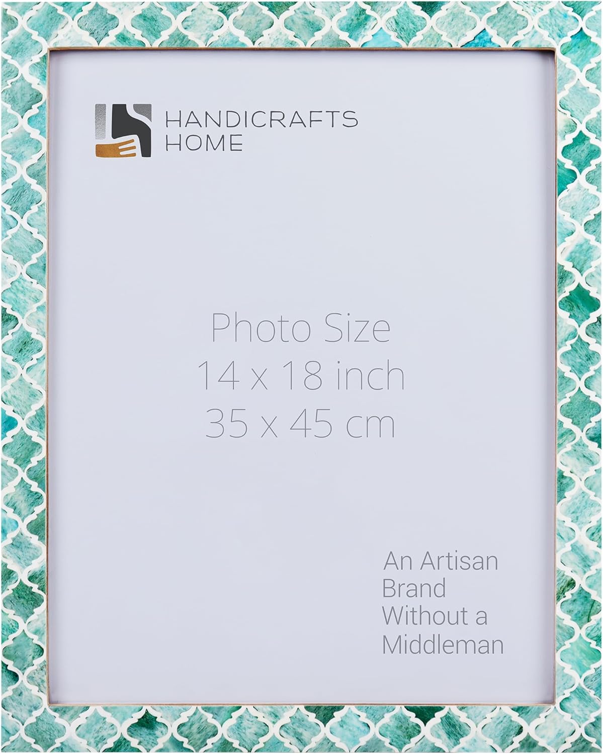 Handicrafts Home 14x18 Poster Frame – Green Moroccan Bone & Resin Inlay Photo Frame – Wall Mount Picture Frame, Photos & Art Prints – Boho Chic Vintage & Rustic Home Decor Decorative Wall Frame