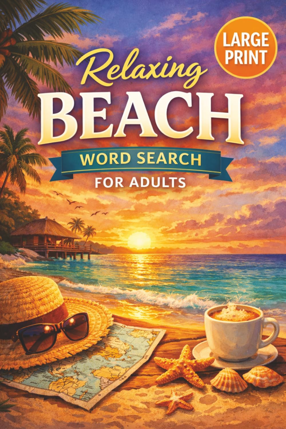 Relaxing Beach Word Search for Adults: Large Print Puzzles Inspired by Tropical Vacations, Ocean Views & Coastal Escapes | Calming Brain Games for Stress Relief, Memory & Focus