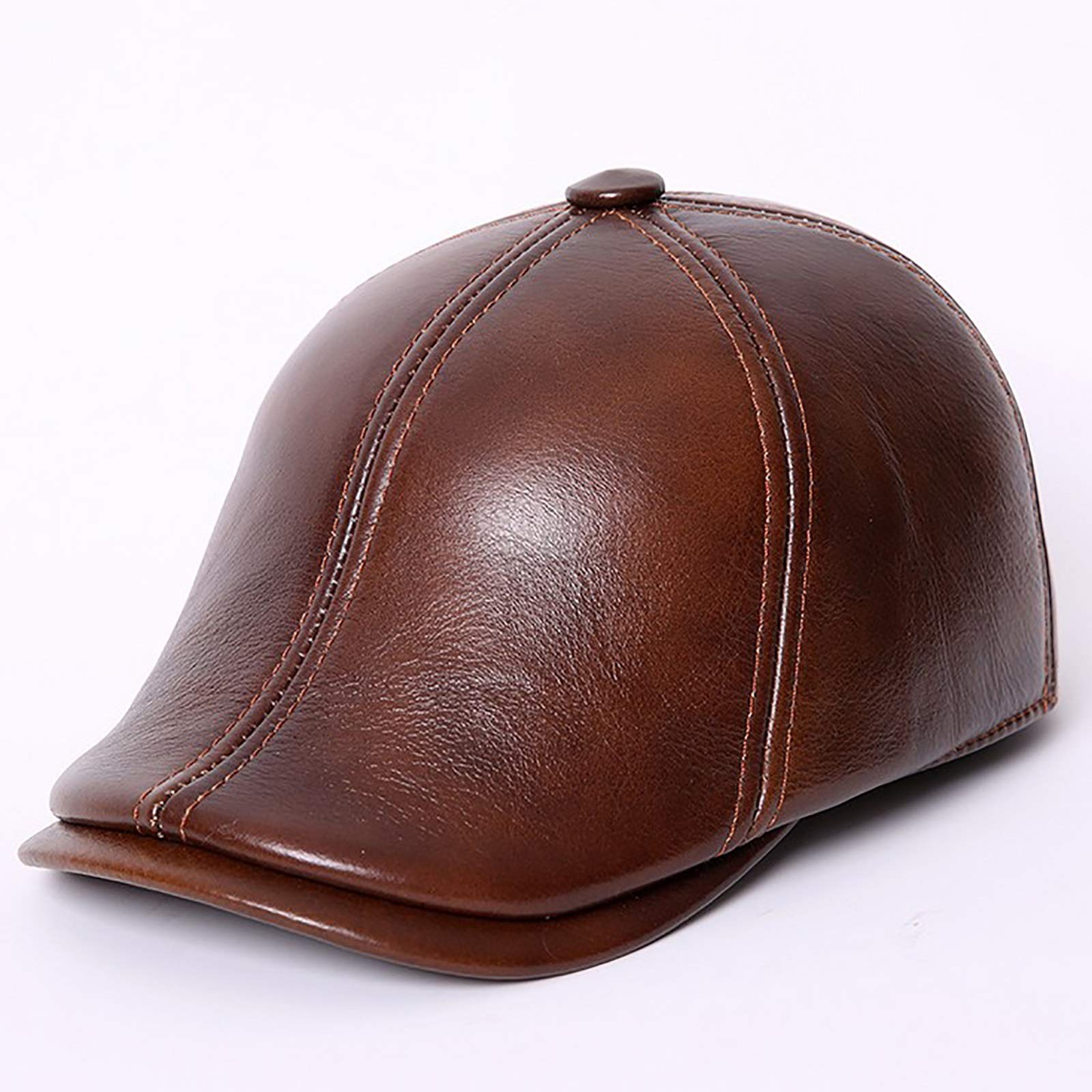 Béret culnant en cuir véritable casquette newsboy homme pour protection hiver