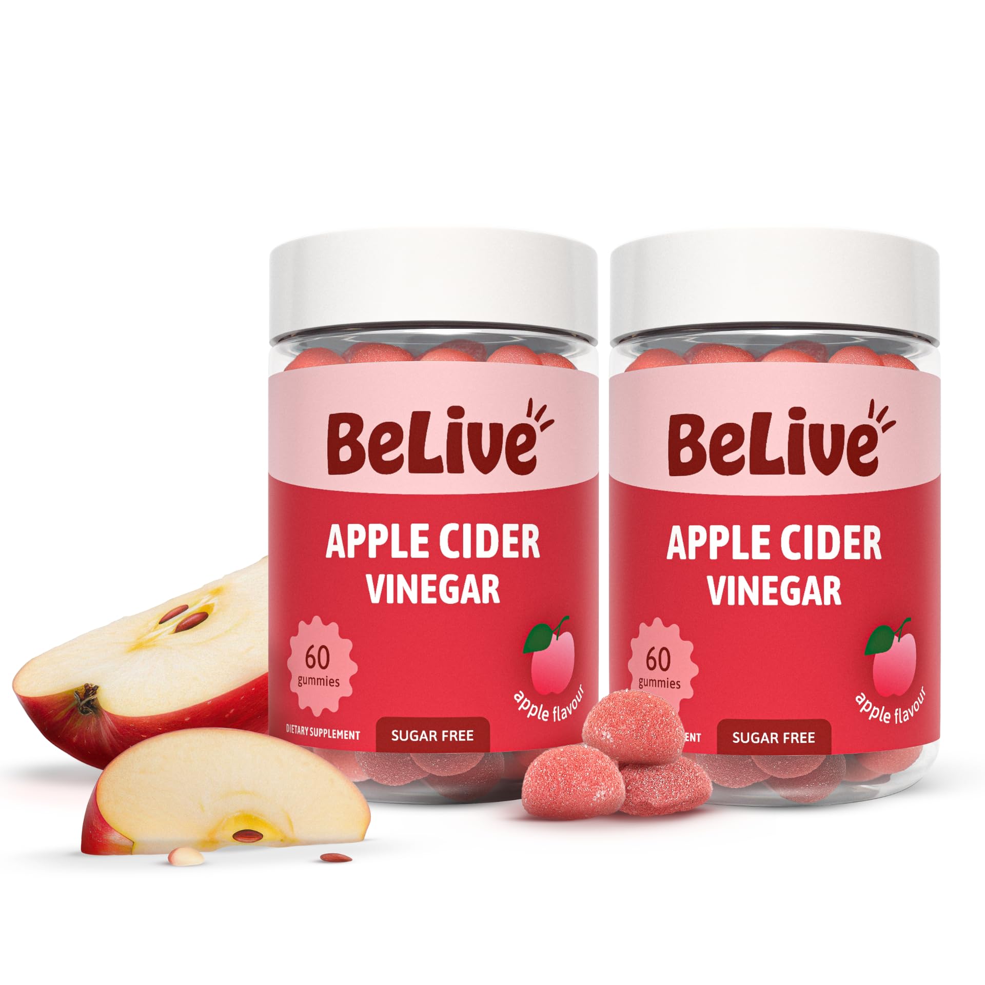 Belive Apple Cider Vinegar Gummies - ACV Gummies Without Sugar I Detox & Cleanse Digestive Health I Alternative to Capsules