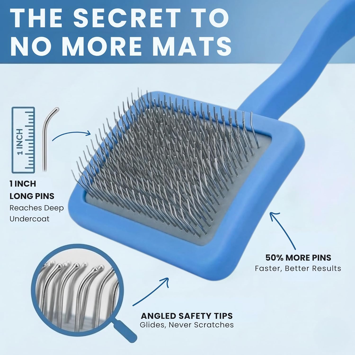 Slicker Brush for Dogs, Dog Grooming Supplies - Best Doodle & Poodle Brush for Haired Dogs - Goldendoodle Pin Detangler for Dematting (Large Curved)