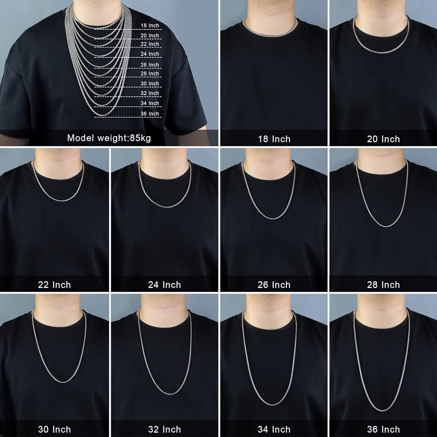 Sunique Square Rolo Chain Necklace 2mm 5mm Stainless Steel Round Box Necklace for Men Women Jewelry - Image 7