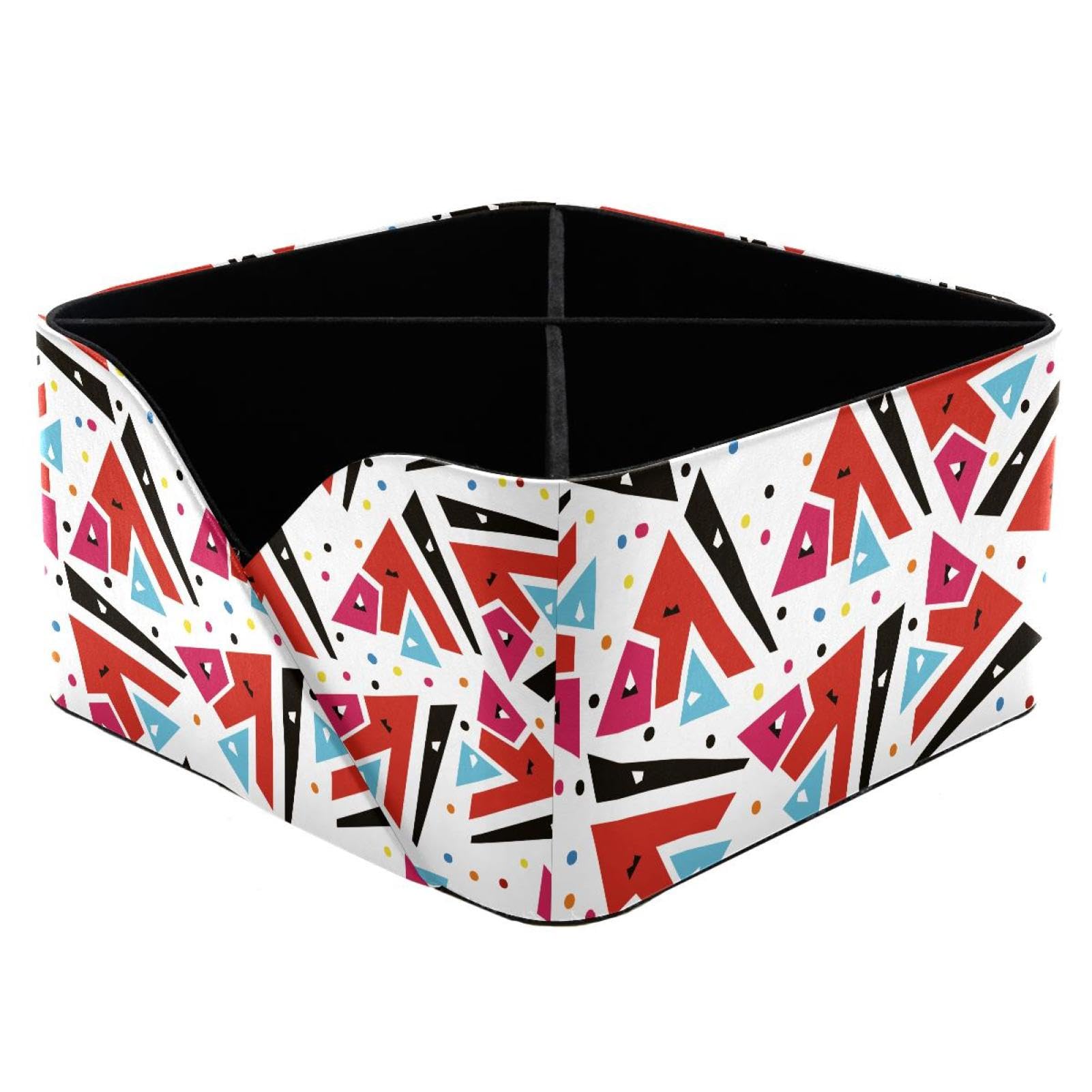 KengjuTesu Colorful Triangle Geometry Desktop Organizer Pen Holder, Rectangular Pencil Cup for Office, Study and Makeup Stations
