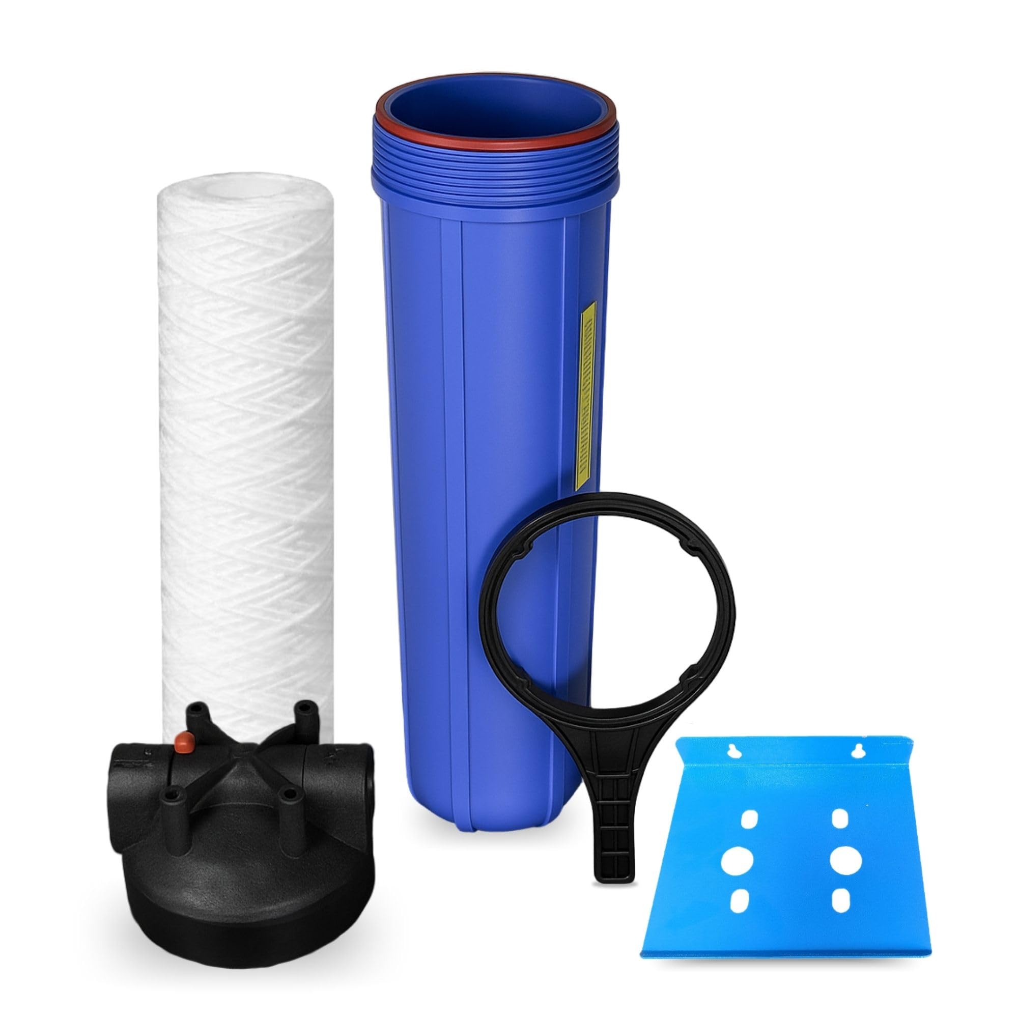 Whole House Water Filter 20 Inches Jumbo Yarn Filter With Jumbo Housing Plate And Spanner 1 Inch Inlet Outlet - Sedimentation, Blue