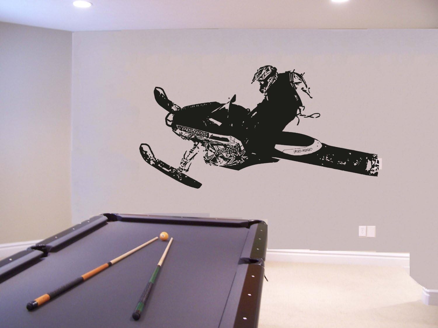 Snowmobile Wall Decal – Snowmobile Vinyl Wall Sticker Mural for Bedroom, Garage & Home Decor, Peel and Stick Winter Sports Wall Art, 22"x22"–22"x38"