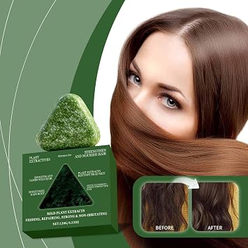 Nature Triangle Shampoo Bar, Usman Grass Shampoo Bar, Seven Green Soap Shampoos, Volumizing & Oil Control, Strengthens Hair, Travel-Friendly, for Women and Men,3