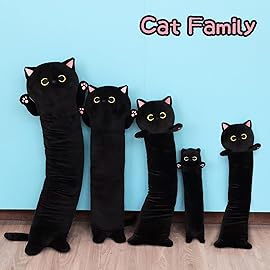 MUFEIRUO Long Cat Plush Long Cat Body Pillow, 33 Cute Black Cat Stuffed Animals Cat Plushie, Soft Cartoon Cat Plush Pillow Kawaii Stuffed Cat Toys for Kids Girls Boys,Gifts for Birthday Halloween