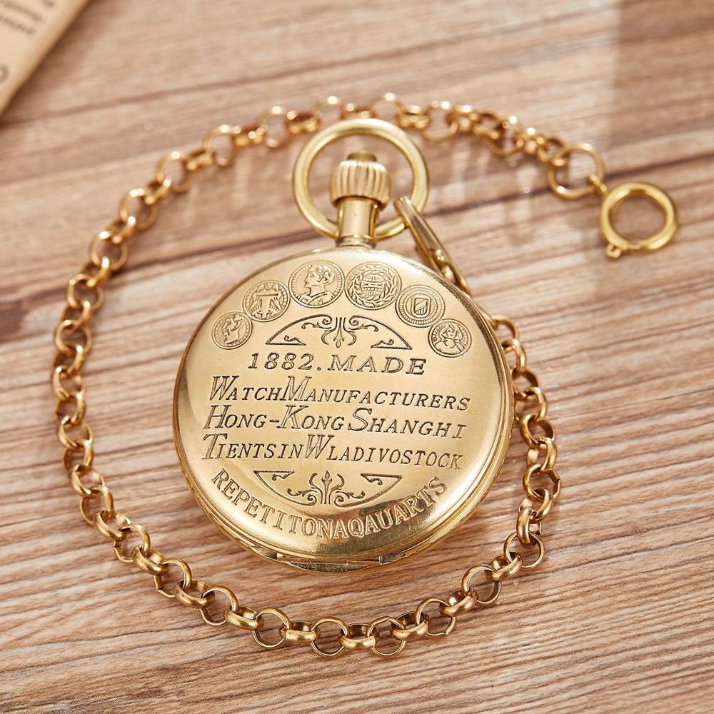Tiong Bronze Single Opening Eagle Design Mechanical Pocket Watch, Men's Mechanical Movement Roman Digital Dial Pocket Watch