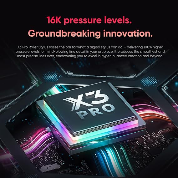 XPPen X3 Pro Roller Stylus with a Scroll Wheel and Dual Shortcut Keys, Battery-free Stylus Pen with 16K Pressure Levels for Artist 22 Plus, Artist Pro 14/16(Gen 2) and Deco Pro(Gen 2) Drawing Tablet