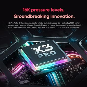 XPPen X3 Pro Roller Stylus with a Scroll Wheel and Dual Shortcut Keys, Battery-free Stylus Pen with 16K Pressure Levels for Artist 22 Plus, Artist Pro 14/16(Gen 2) and Deco Pro(Gen 2) Drawing Tablet