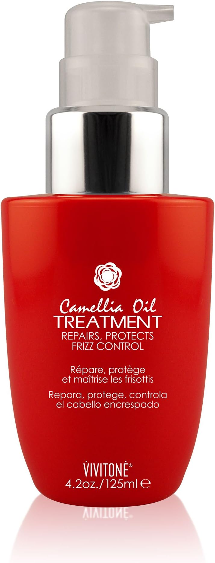Vivitone Camellia Oil Treatment 4.2 oz. - Anti-Frizz and Protects Hair from Heat Styling, Softens, tames flyaways and adds shine, All Hair Types