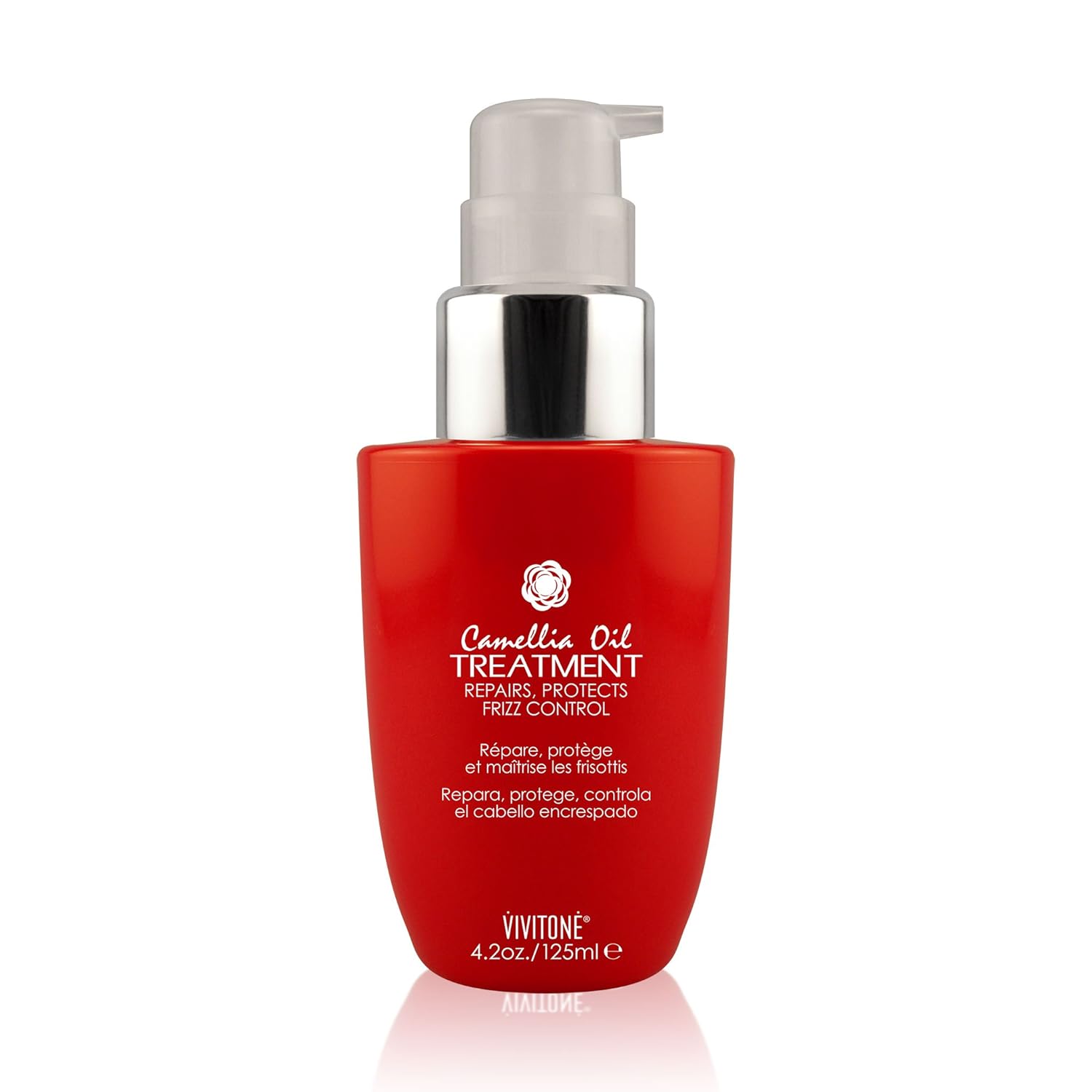 Vivitone Camellia Oil Treatment 4.2 oz. - Anti-Frizz and Protects Hair from Heat Styling, Softens, tames flyaways and adds shine, All Hair Types