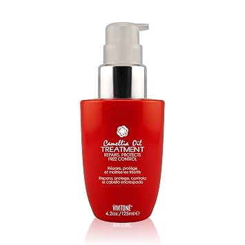 Vivitone Camellia Oil Treatment 4.2 oz. - Anti-Frizz and Protects Hair from Heat Styling, Softens, tames flyaways and adds shine, All Hair Types