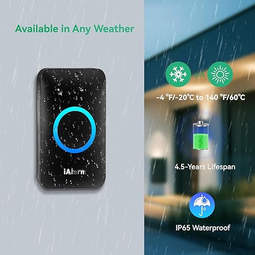 Miniatura 4 de Timbre de puerta, kit de timbre inalámbrico con 60 campanillas, 5 volúmenes ajustables, funcionamiento de 1,000 pies984.3 ft, con sonido LED flash