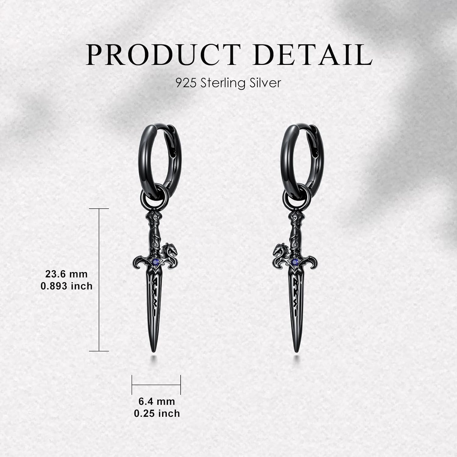 Sterling Silver Medieval Sword Dangle Drop Earrings Dagger Hoop Earrings Cross Knives Earrings for Women Girls Boys Men - Image 2