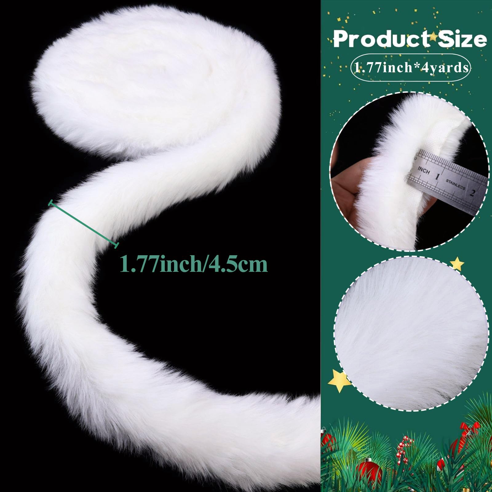 Ruban De Noël Fausse Fourrure Blanche 5m - 5cm Large - Décoration Sapin Et Fêtes - Moelleux Et Élégant