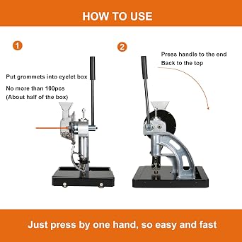 ZONGLAN Grommet Tool Kit, Automatic Eyelet Feeding Hand Manual Hole Eyelet Press Punch Machine with 5000PCS Metal Eyelets (3/8 10MM)