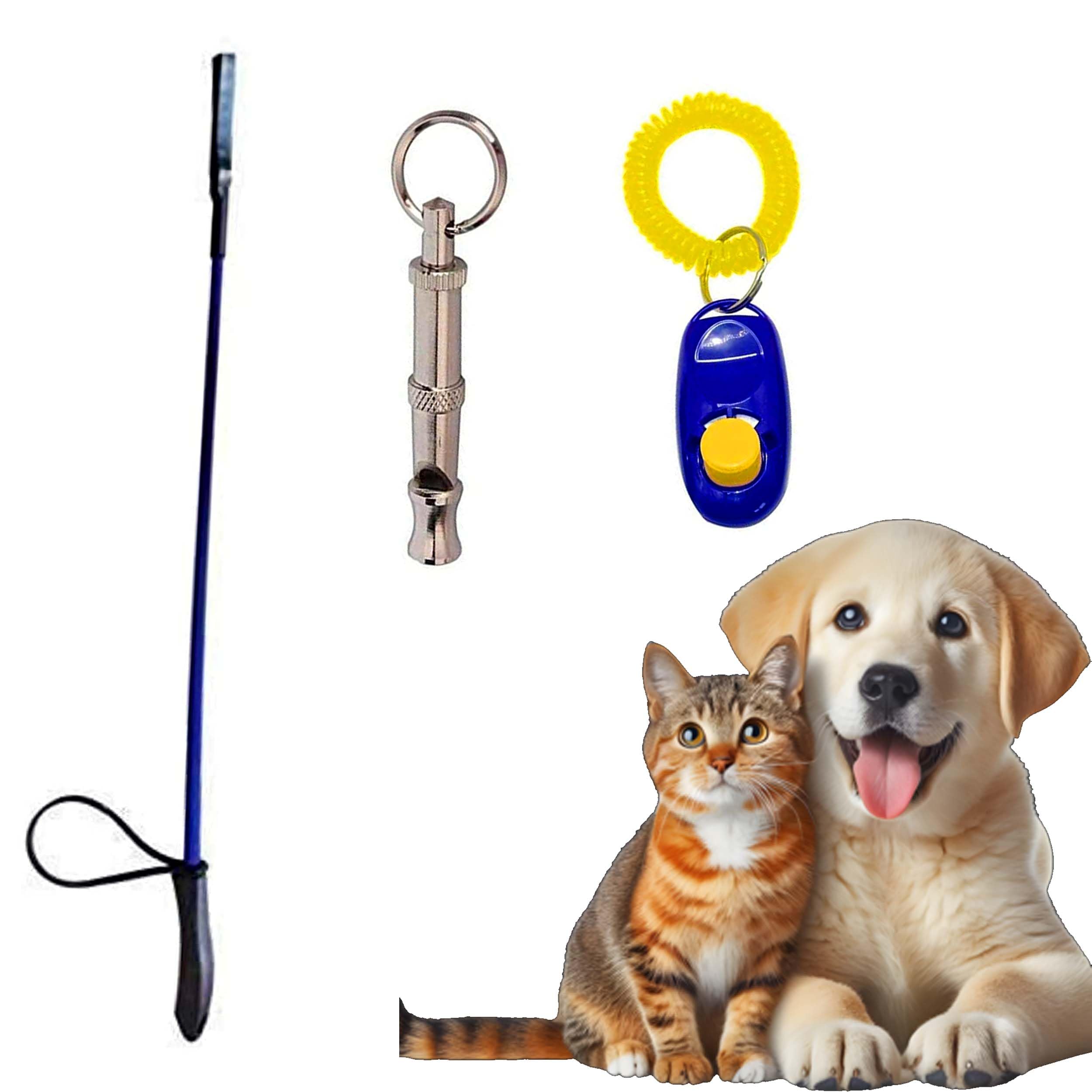 RvPaws Dog Training Clicker, Hunter Stick and Whistle, Pet Training Clicker and Whistle for Dog, Cat, Kitten, Puppy, Birds