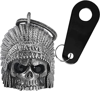 Dream Apparel Motorcycle Bell Guardian Angel Drive Away Gremlin, Biker Bell for Men Women Rider Riding, Good Luck Gift, Native W/ Black Eyes, One Size