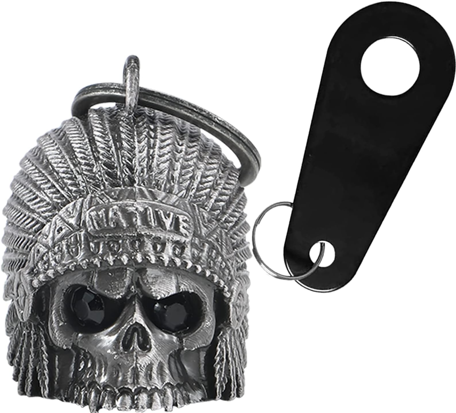 Dream Apparel Motorcycle Bell Guardian Angel Drive Away Gremlin, Biker Bell for Men Women Rider Riding, Good Luck Gift, Native W/ Black Eyes, One Size