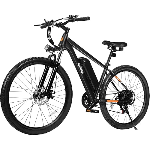 Qlife Racer Electric Bike for Adults - 21-Speed Mountain Lightweight Ebike with Peak 1000W/750W 25MPH/22MPH Brushless Motor, 375Wh Removable Battery, 26X2.1 Tire Step Over E-MTB, Up to 40 Miles