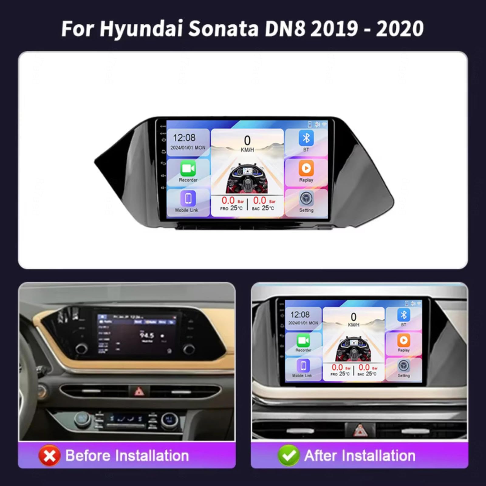 Android 15 Car Stereo 9" Samochód Dla Hyundai Sonata DN8 2019-2020,M107