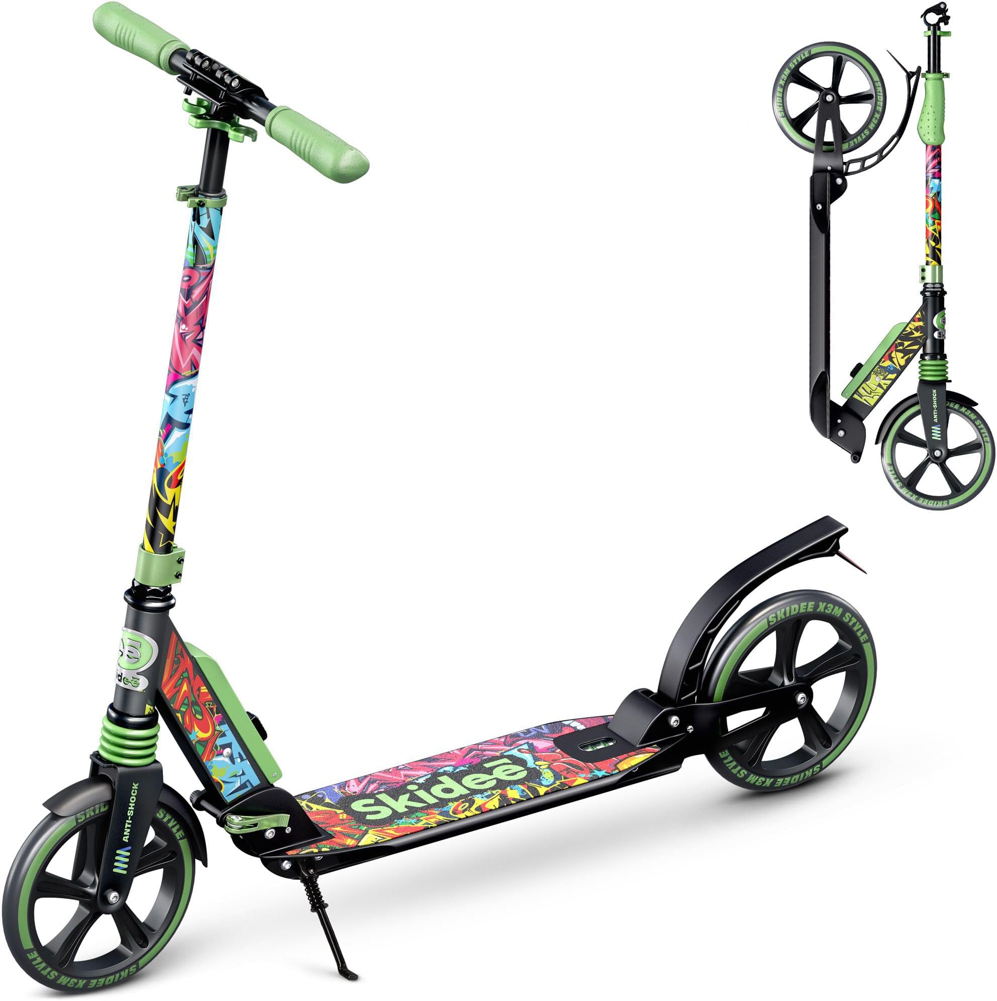 Scooter for Kids Ages 6-12 - Scooters for Teens 12 Years and Up - Adult Scooter with Anti-Shock Suspension - Scooter for Kids 8 Years and Up with 4 Adjustment Levels Handlebar Up to 41 Inches High