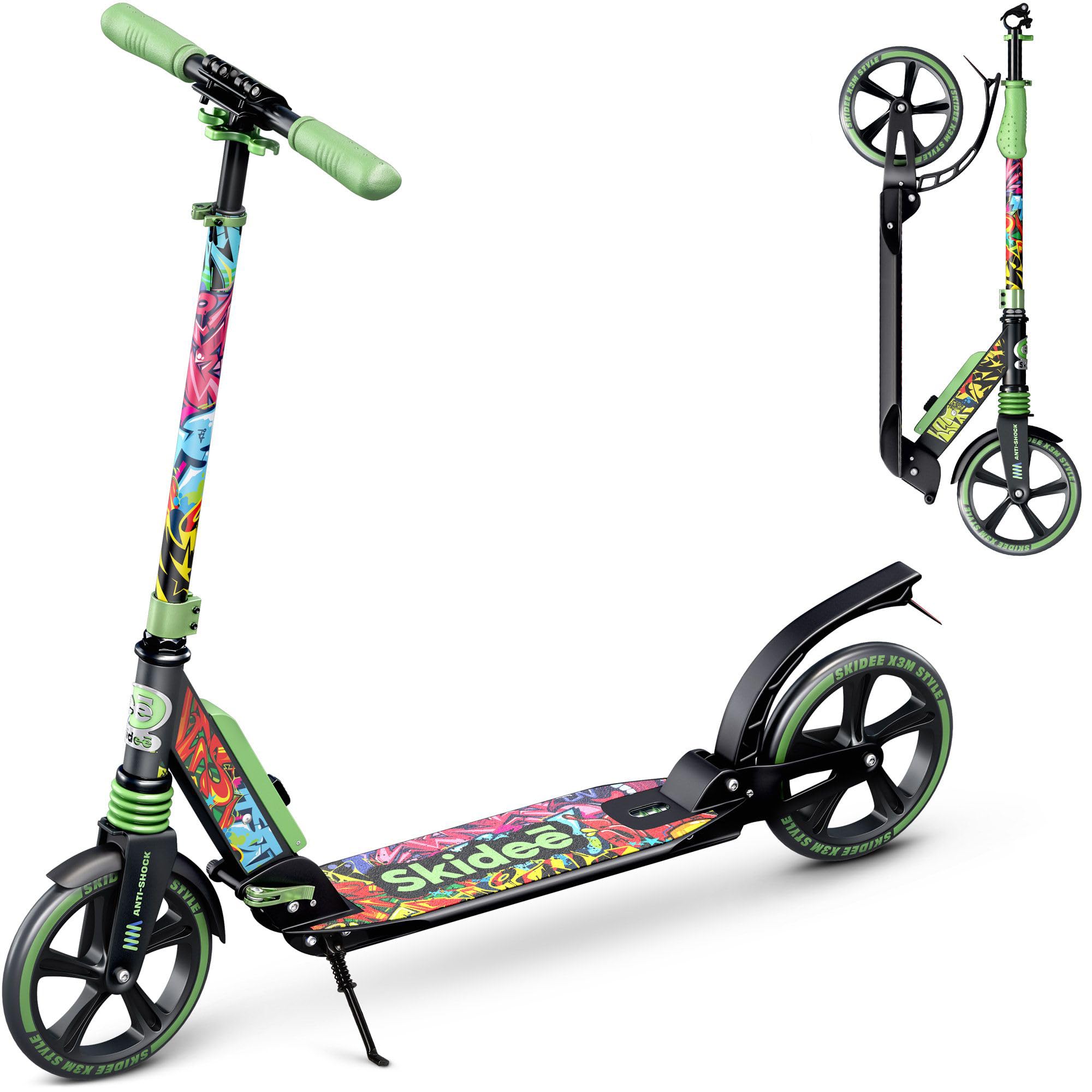 Scooter for Kids Ages 6-12 - Scooters for Teens 12 Years and Up - Adult Scooter with Anti-Shock Suspension - Scooter for Kids 8 Years and Up with 4 Adjustment Levels Handlebar Up to 41 Inches High