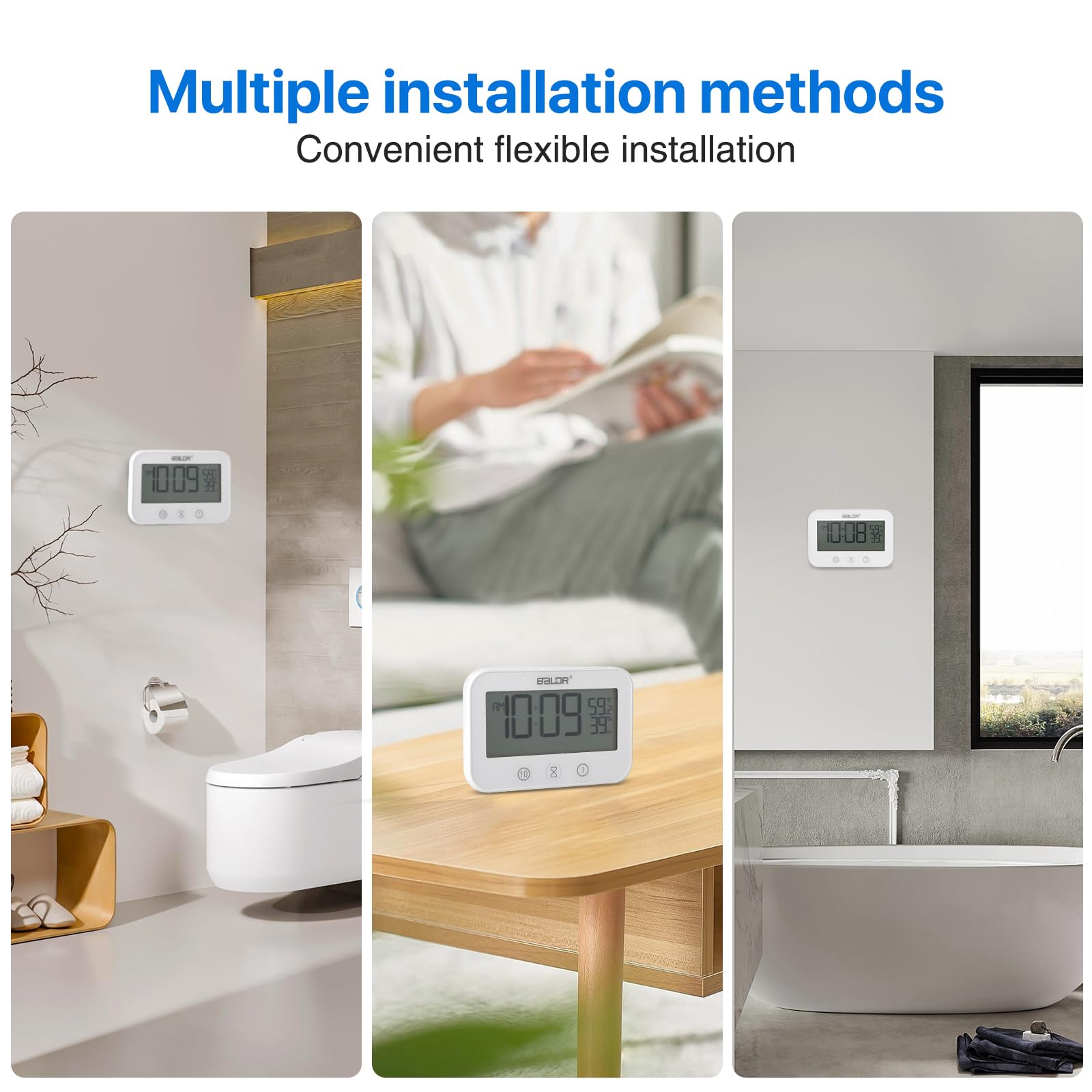 Orologio Da Bagno, Orologio Digitale Lcd per Doccia Impermeabile Occia Orologio Allarme Con Umidità Temperatura, Timer Doccia Timer per Il Conto Alla Rovescia Utilizzato in Bagni E Cucine