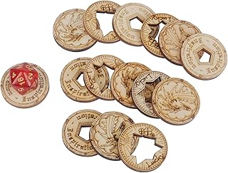 DND Tokens Laser Cut Wood Coins Set of 15 in 3 Styles - Lucky Clover, Inspiration and Dragon - Perfect for Dungeons & Dragons, Pathfinder, RPG and Board Game