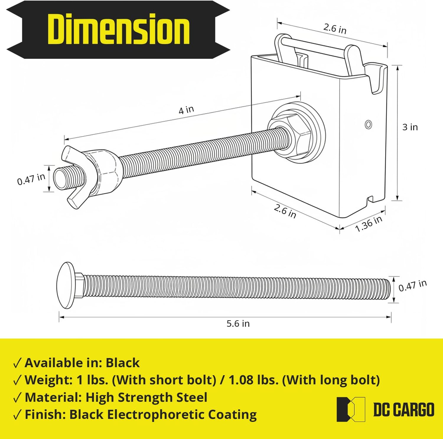 DC Cargo Mall Heavy Duty E Track Spare Tire Mount with 5” Bolt (2 Pack), Spare Wheel Carrier for Enclosed Trailers, Trucks, Semis, Garages