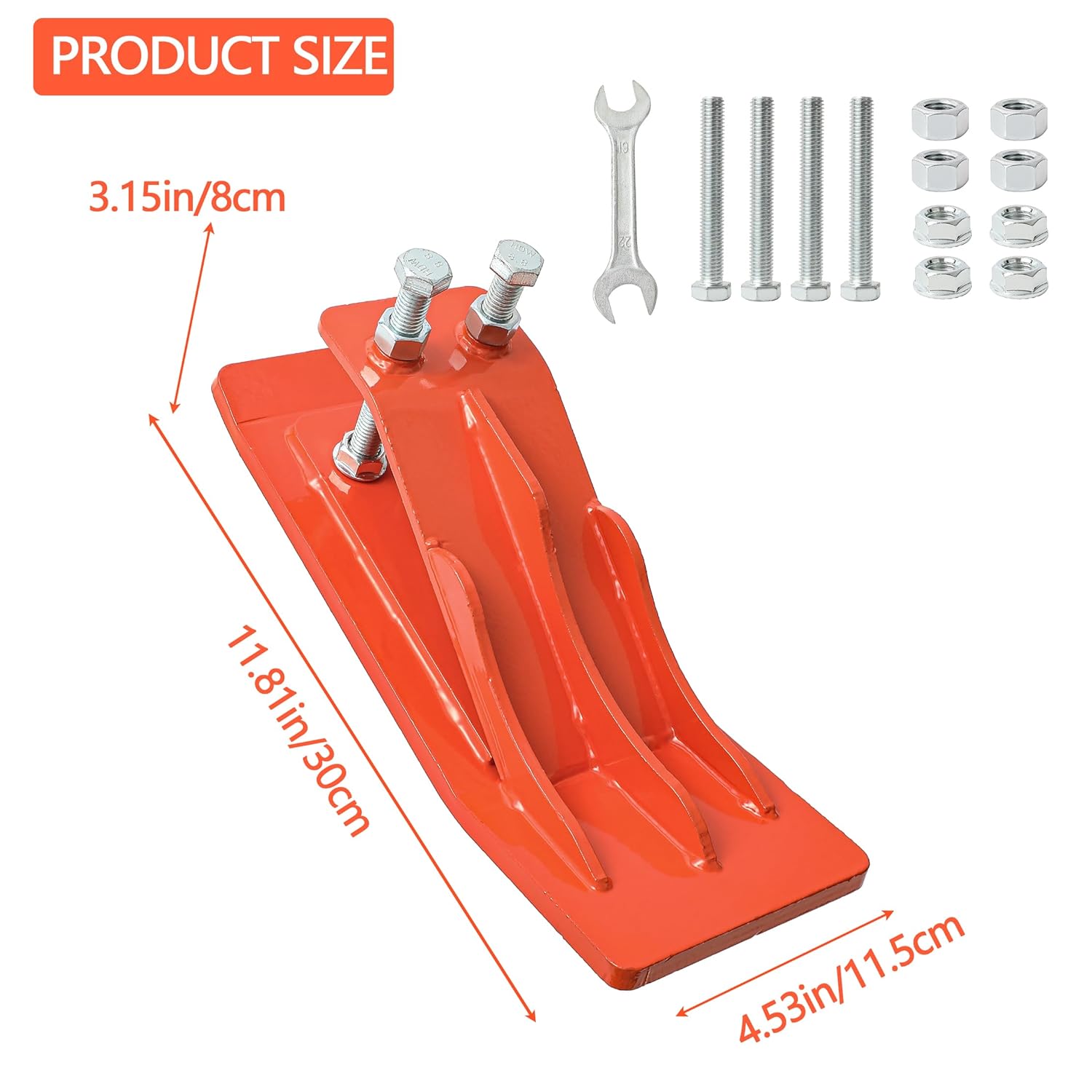 2Pcs Orange Tractor Bucket Edge Protector, Skid Steer Attachments with Upgraded 10mm Steel & Dual Bolt Lock for Snow Removal