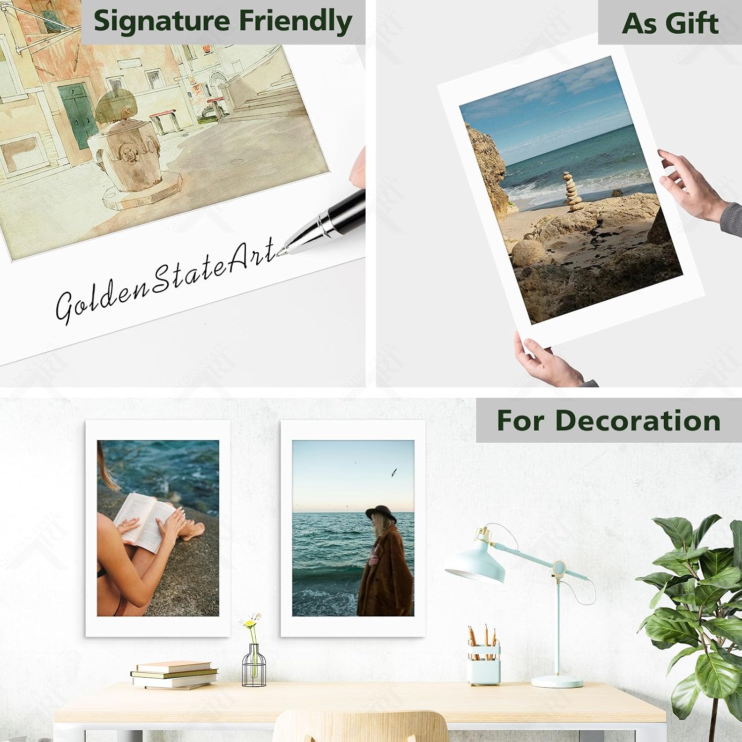 Golden State Art, 5 Pack 16x24 Picture Mats for 14x20 Photos White