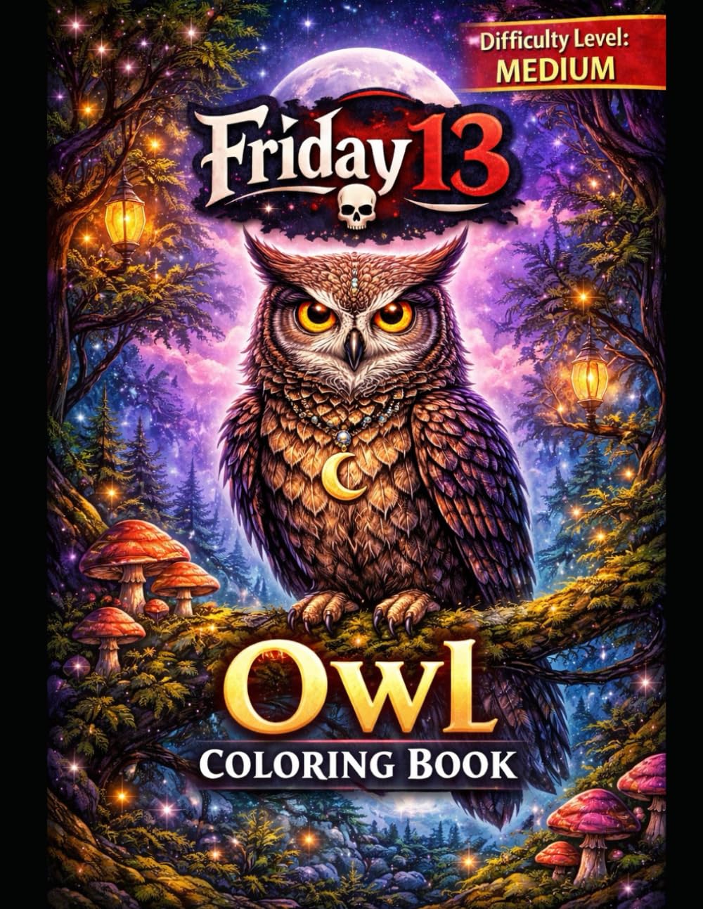 Friday 13 – Owl Coloring Book: Mystical Owls for Adults & Kids (Friday 13 Coloring Books)