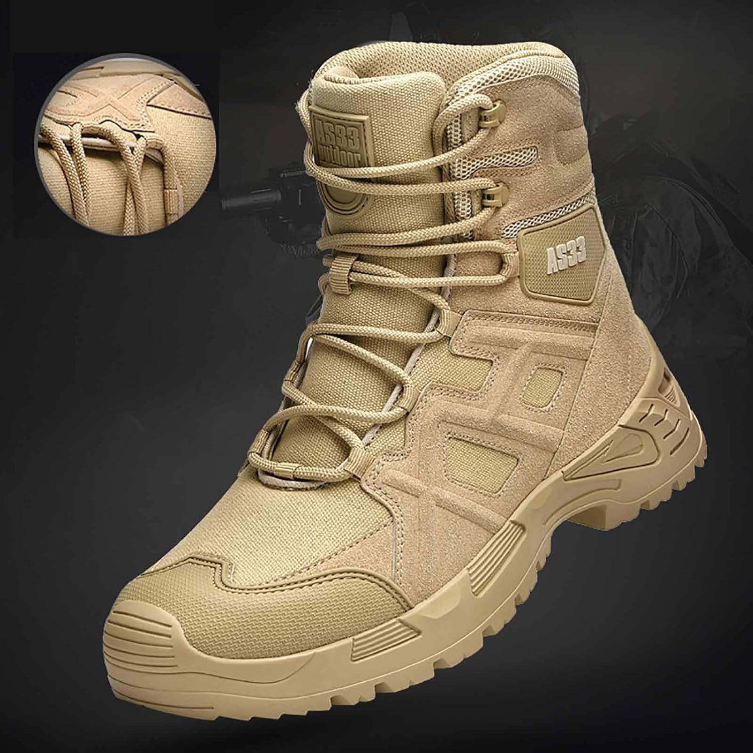 CLSQLXYJZC Men's Military Tactical Boot, Outdoor Casual Lightweight Military Boots Durable Suede Hiking Outdoor Boots Breathable Military Combat Desert Boots