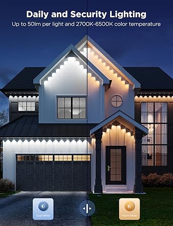 Govee Permanent Outdoor Lights Pro, 100ft with 60 RGBIC LED Lights for Daily and Accent Lighting, 75 Scene Modes for Outdoor Decor, IP67 Waterproof, Works with Alexa, Google Assistant, Matter, White