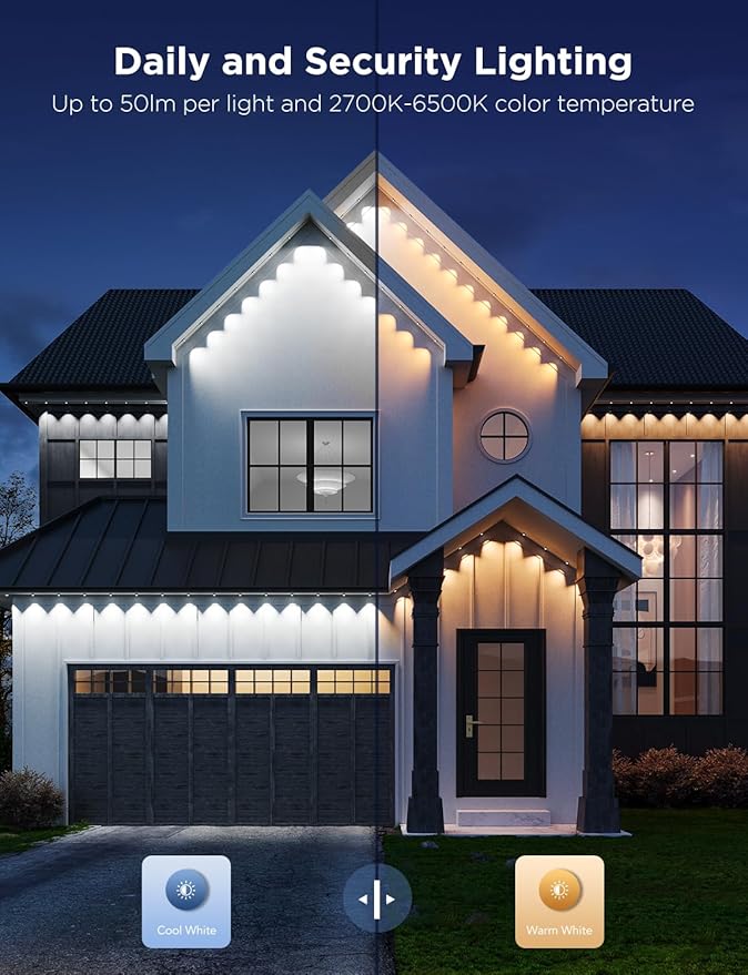 Govee Luces Permanentes Exterior Pro 200ft 120 LED RGBIC Impermeable IP67 miniatura 3