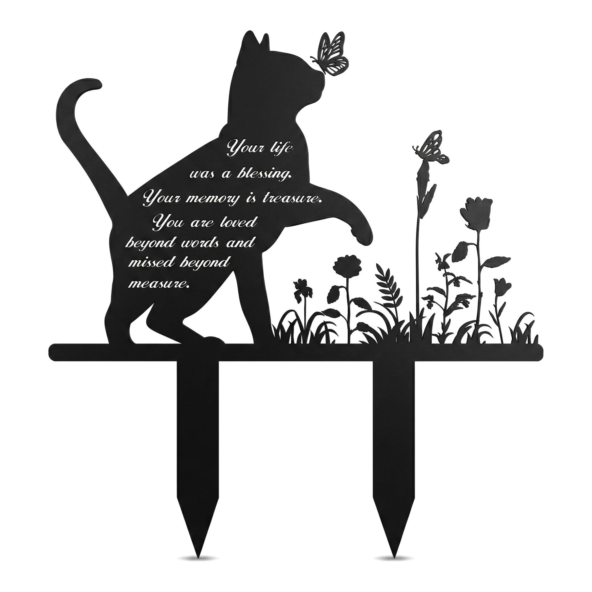 Yaojusxing Black Cat Memorial Plaques, Metal Grave Stake Cemetery Markers