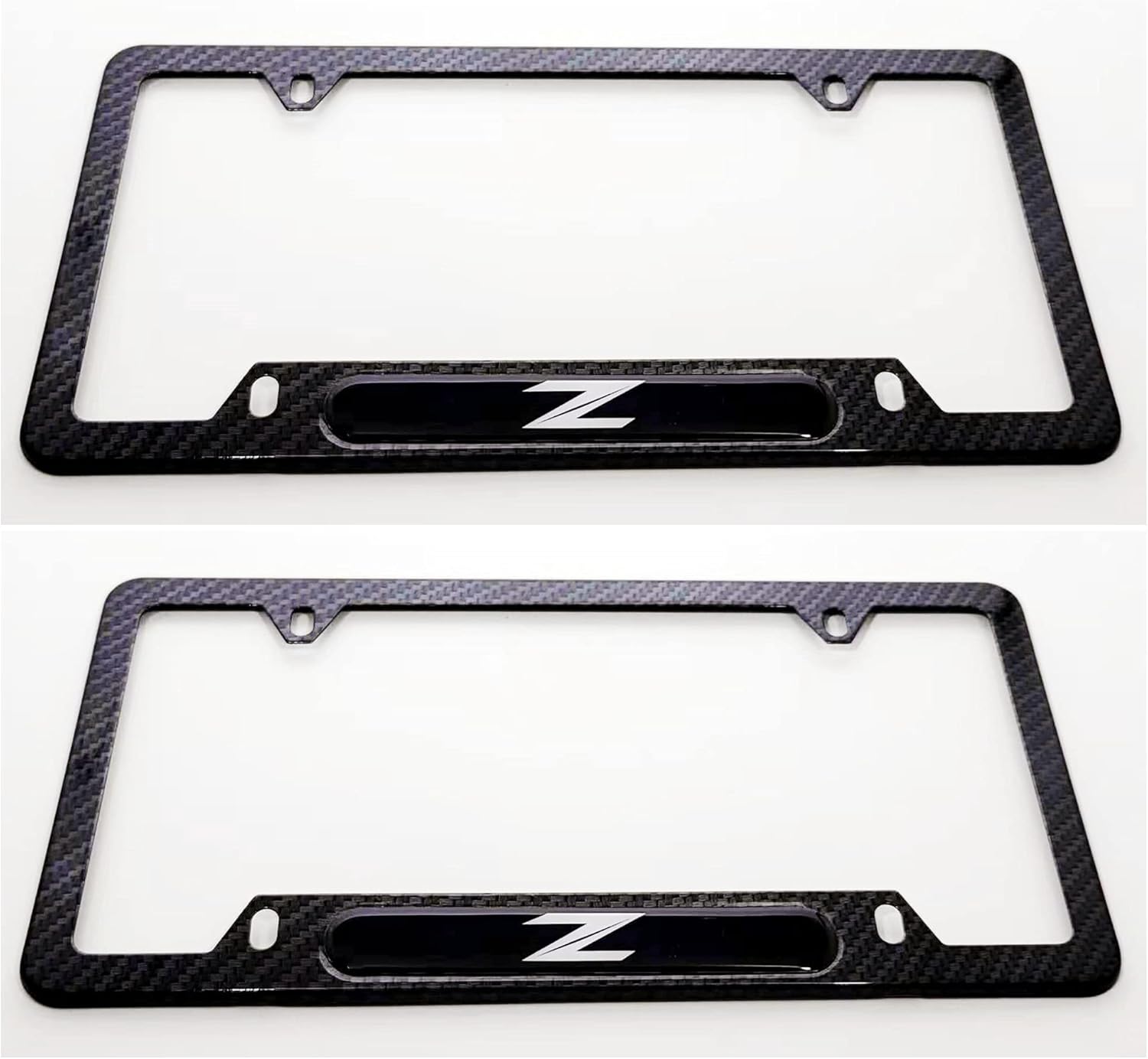 Carbon Fiber Z Car License Plate Frame Cover Holder Rust Free Caps Screws Compatible with Nissan Z (2)