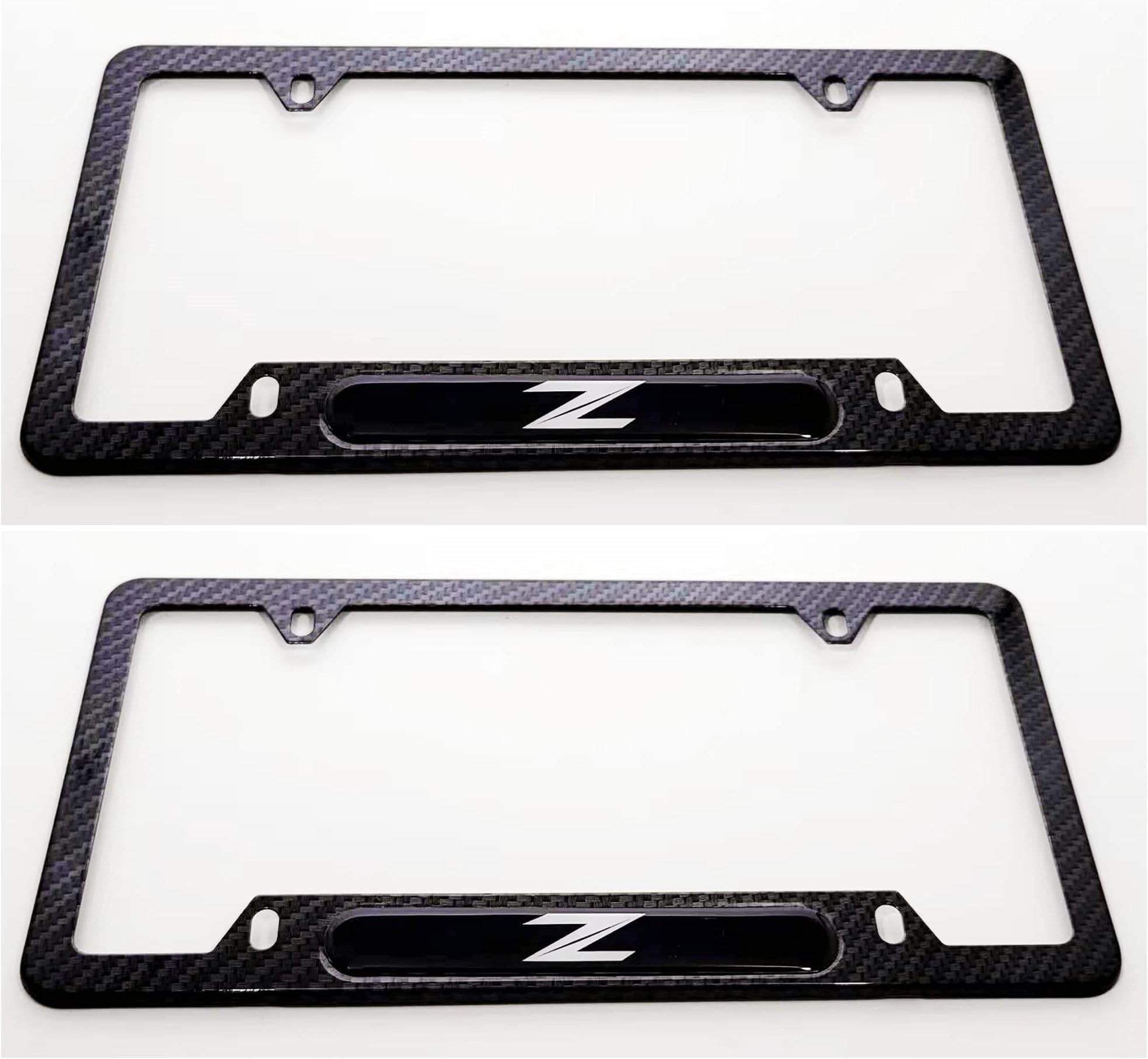 Carbon Fiber Z Car License Plate Frame Cover Holder Rust Free Caps Screws Compatible with Nissan Z (2)