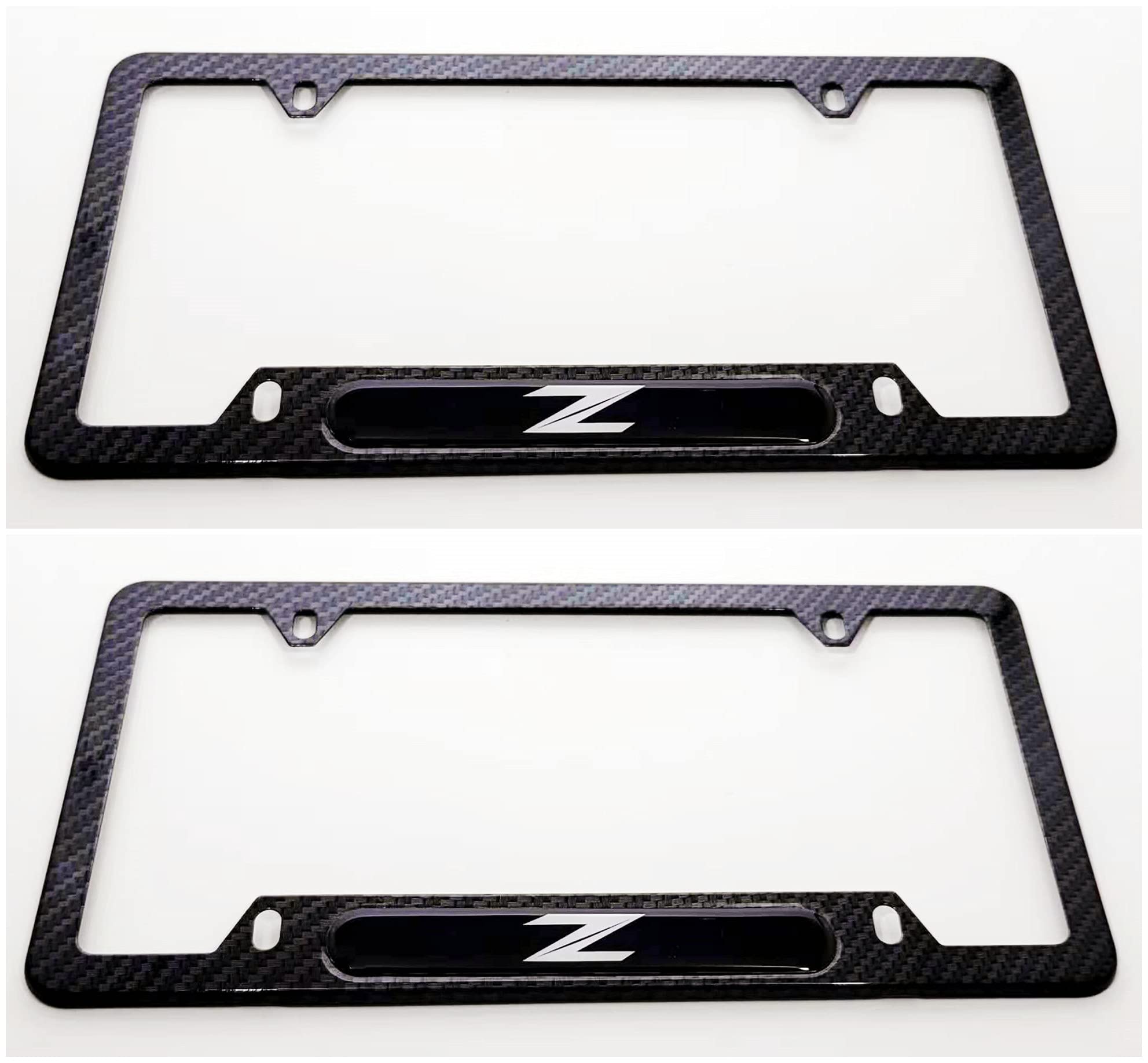 Carbon Fiber Z Car License Plate Frame Cover Holder Rust Free Caps Screws Compatible with Nissan Z (2)
