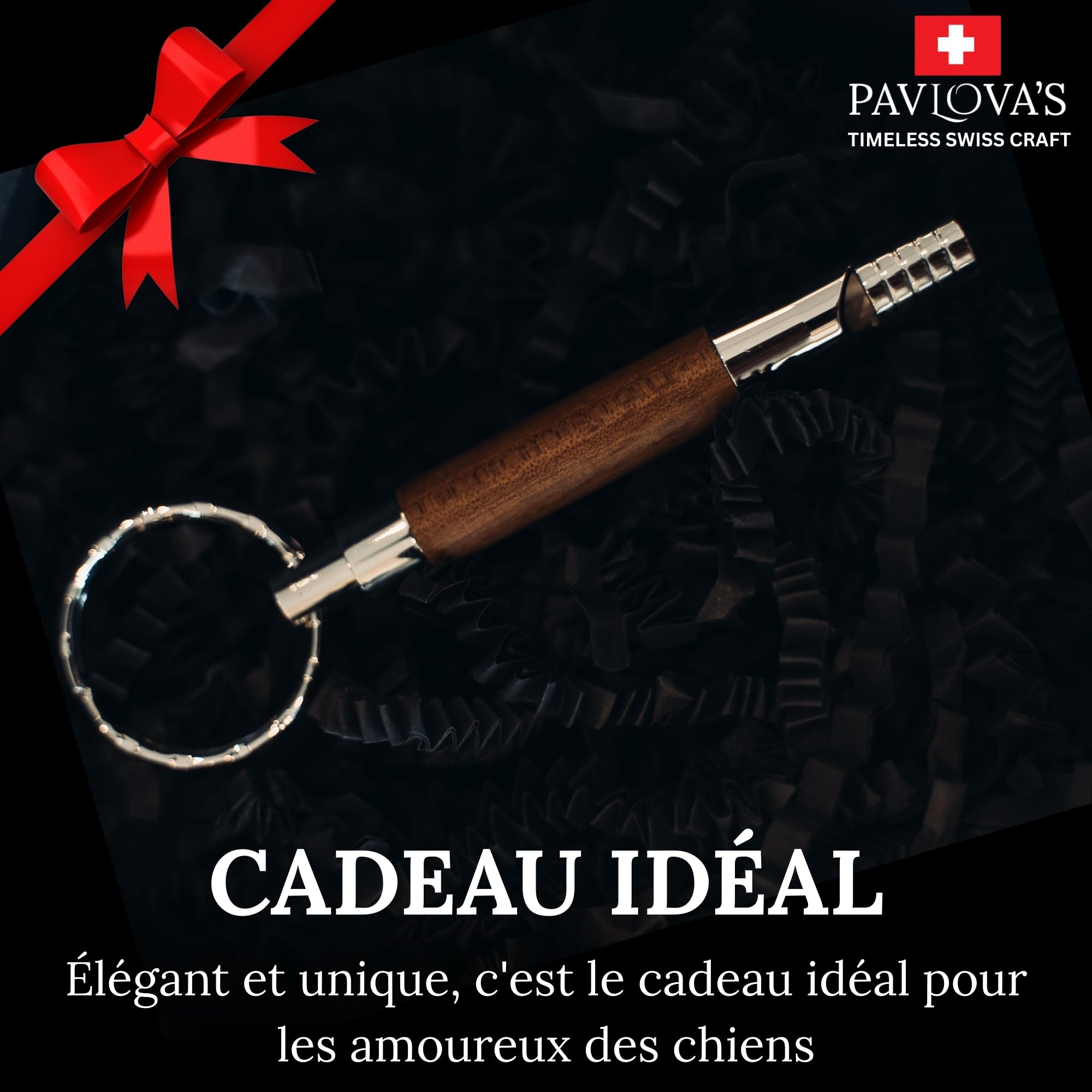PAVLOVA'S - Sifflet pour chien fabriqué à la main en bois de noyer naturel suisse fabriqué en Suisse